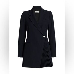 NWT ALC Navy Mini Dress Asymmetrical Pleated with silver buttons